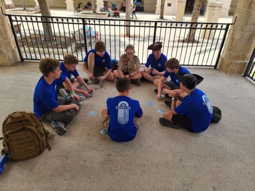 A patrol playing card games.